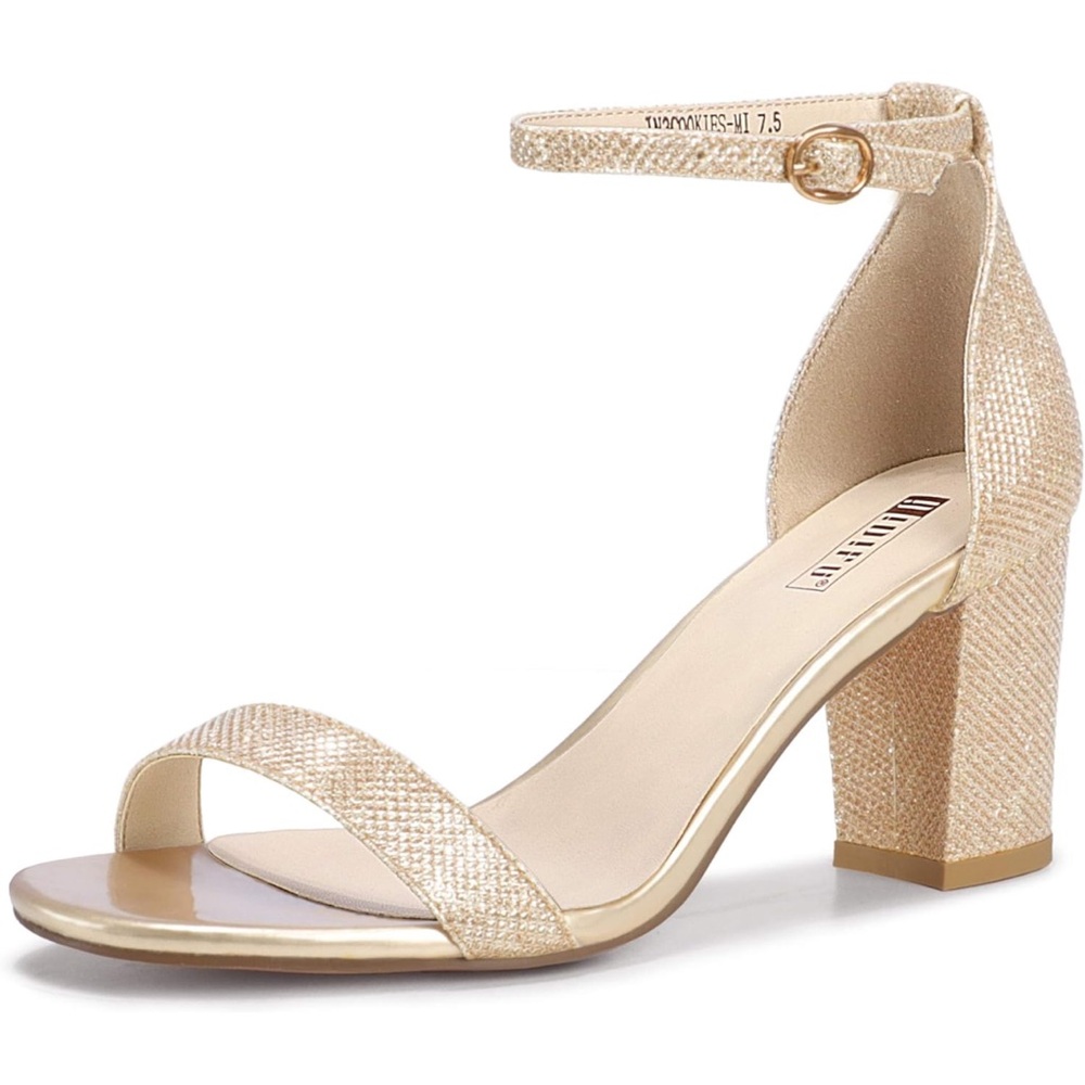 Women’s gold 3” chunky heels